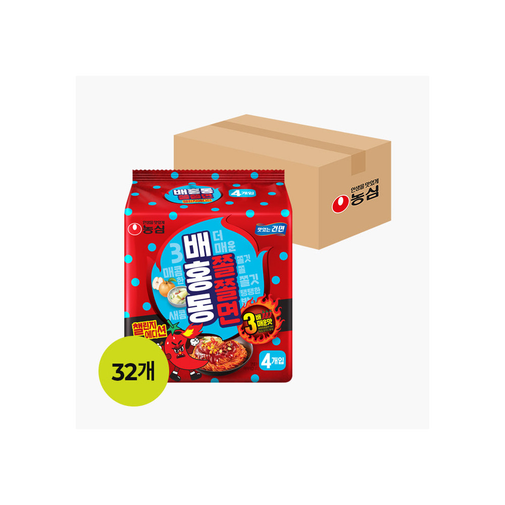 농심 배홍동 쫄쫄면(챌린지에디션) 129g X 32개